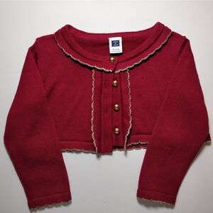 Janie and Jack Baby Girl Gold Trim Cardigan 6-12M